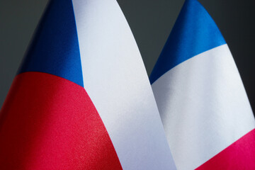 Close-up of the flags of the Czech Republic and France.