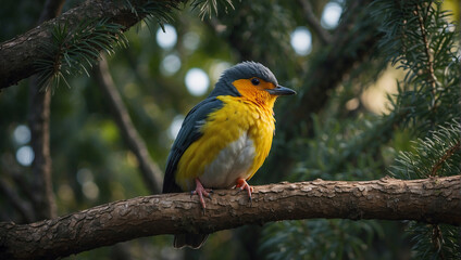 Fototapeta premium awk bird setting on a tree branch