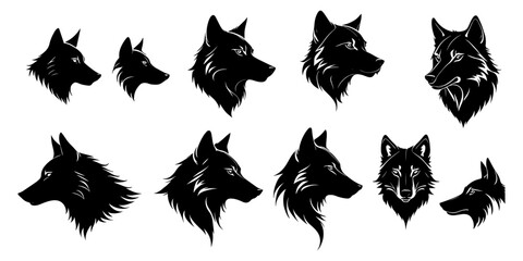 set of a wolf head silhouette vector © MehmetKemal