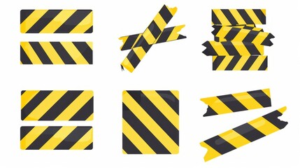 A set of black and yellow stripes, symbolizing warning tapes - obrazy, fototapety, plakaty