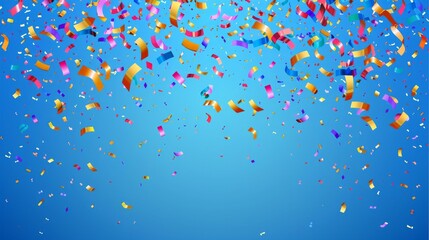 A festive and cheerful scene of colored confetti flying