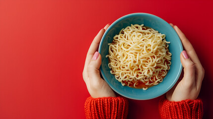 Bowl of noodles, fresh, tasty