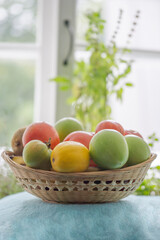 Basket of fresh fruits and vegetables.