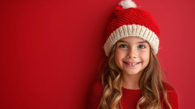 Smiling Young Girl in Christmas Hat