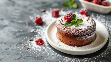 French dish with airy chocolate or berry dessert-souffle