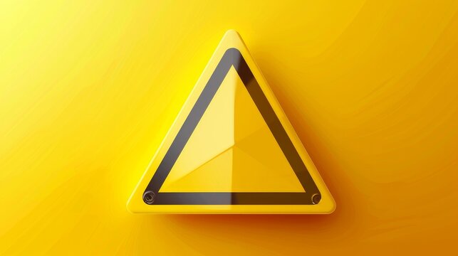 A highly realistic vector illustration of a yellow triangle warning sign