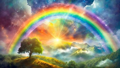 Obraz na płótnie Canvas Rainbow over mountains