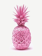 A pink pineapple is placed on top of a white table