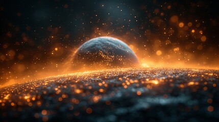 3D Rendering of a Black Hole Planet with Particles