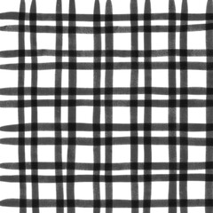 Black Gray Gingham Check Hand Drawn Overlay