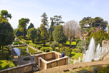 Park of Villa d'Este in Tivoli, Italy	
