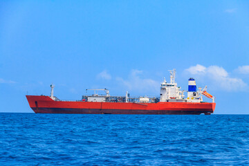 Large industrial ship sailing in the Indian ocean near Zanzibar, Tanzania