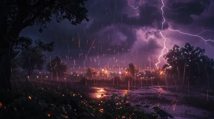 Wandaufkleber 雷雨の街1 © Poco_a_Poco_Studio