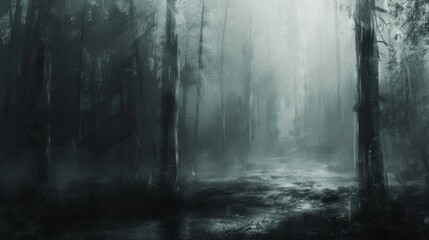 Fototapeta na wymiar Faded Epic Fantasy: Gray Forests, White Lights, Black Shadows