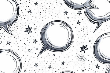 Comic Style Speech Bubbles and Stars Pattern - obrazy, fototapety, plakaty