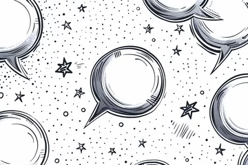 Foto auf Glas Comic Style Speech Bubbles and Stars Pattern © betterpick|Art