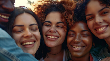Happiness group of people huddle and smiling together.	
 - obrazy, fototapety, plakaty