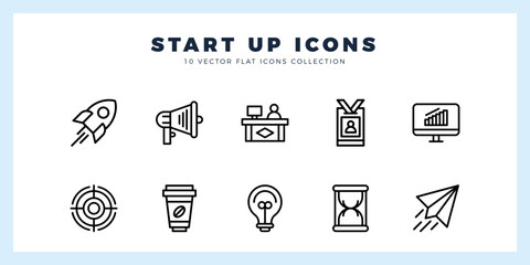 10 Start up Lineal icon pack. vector illustration.