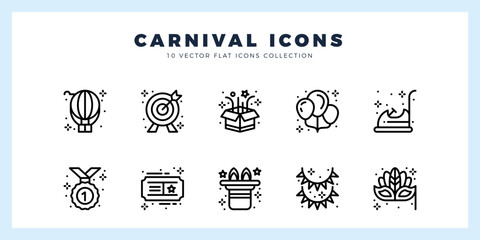 10 Carnival Lineal icon pack. vector illustration.