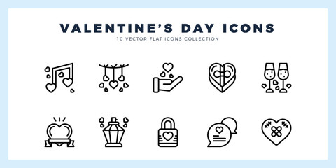 10 Love Lineal icon pack. vector illustration.