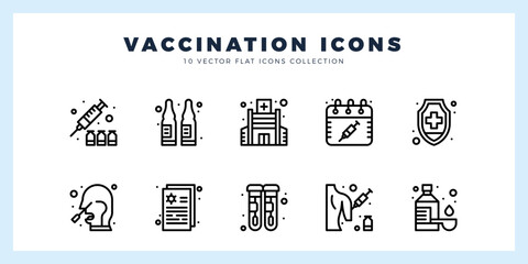 10 Vaccination Lineal icon pack. vector illustration.