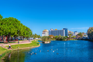 Fototapeta premium Peniscola lake Spain green area in the historic Spanish town and travel destination