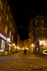 Fototapeta na wymiar Night streets of the old town in Klodzko, Poland
