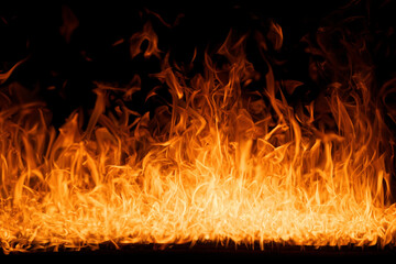 Hell flames, devil's mouth. fire banner. A background of scalding flames. Firestorm. Fire burning....