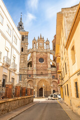 a street in Astorga city with a view to the Cathedral (Catedral de Santa Maria de Astorga), province of Leon, Castile and Leon, Spain - 767348717