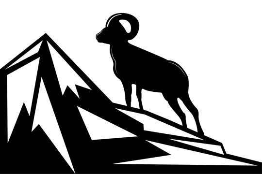 recommend clip art:  Silhouette of a mountain sheep in the mountains. The concept for the ram logo