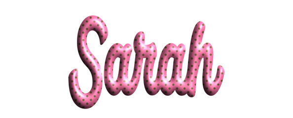 Sarah- pink color with dots, fabric style -name - three-dimensional effect tubular writing - Vector graphics - Word for  greetings, banners, card, prints, cricut, silhouette, sublimation
