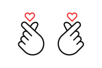 Finger heart icon. Korean love sign. Hand with love icon vector illustration