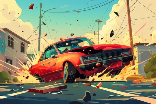 Red Car in the Street