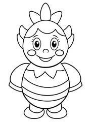 Cute Cartoon Elf or Gnome Character Outline for Kids' Coloring Book Activity