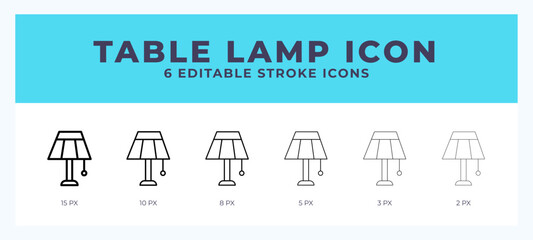 Fototapeta premium Floor lamp line icon with different stroke. Vector illustration.