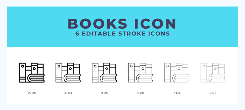 Books line icon with different stroke. Vector illustration.