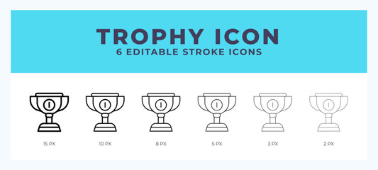 Trophy line icon symbol. Logo. Icon vector illustration with editable stroke.