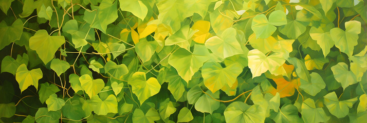 Shades of Green: A Close-Up of Lush Foliage Bathed in a Soft Golden Light - obrazy, fototapety, plakaty