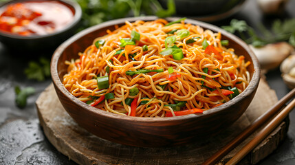 Schezwan Noodles or Vegetable Hakka Noodles or Chow