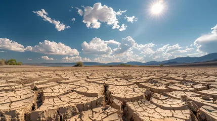 Foto op Canvas A dry lake bed illustrating the severity of droughts due to climate change. © Hans