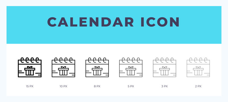 Calendar icon with different stroke. Vector illustration.