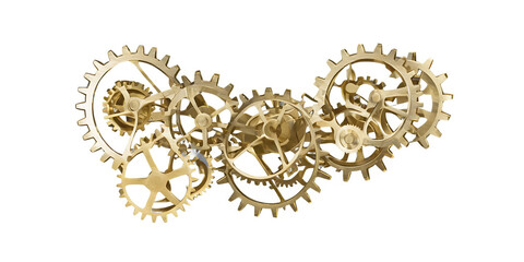 A complex structure of interlocking gears and cogs Transparent Background Images 