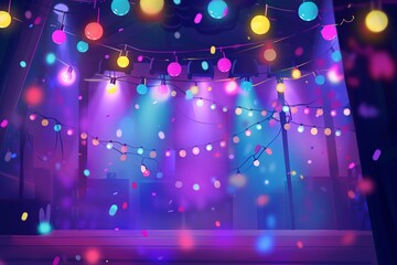 A Stage Illuminated With Multiple Lights - obrazy, fototapety, plakaty