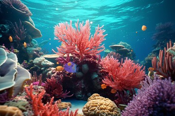 Fototapeta na wymiar Coral reef wallpaper, Sea flower colorful coral reef, Coral reef Background, Underwater coral reef Background, Sea Plants Wallpaper, Colorful coral reef, AI Generative