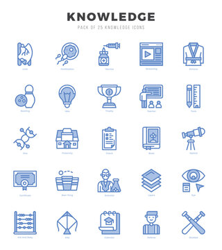 Knowledge Icons bundle. Two Color style Icons. Vector illustration.