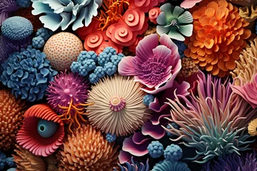 Tuinposter Coral reef wallpaper, Sea flower colorful coral reef, Coral reef Background, Underwater coral reef Background, Sea Plants Wallpaper, Colorful coral reef, AI Generative © Forhadx5