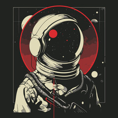Astronaut in outer space. Vector illustration on black background.