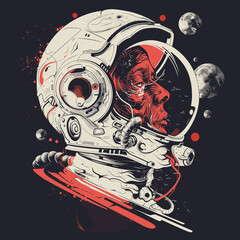 Astronaut in space. Vector illustration for t-shirt.