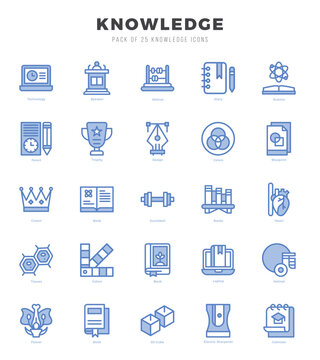 Knowledge elements. Two Color web icon set. Simple vector illustration.