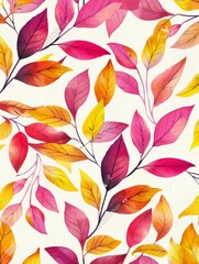 Obraz premium A painting featuring vibrant and colorful leaves displayed against a clean white background